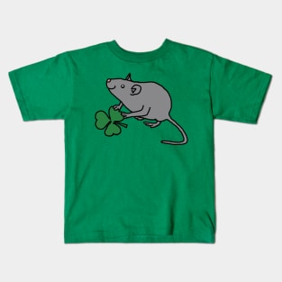 St Patricks Day Rat with Shamrock Kids T-Shirt